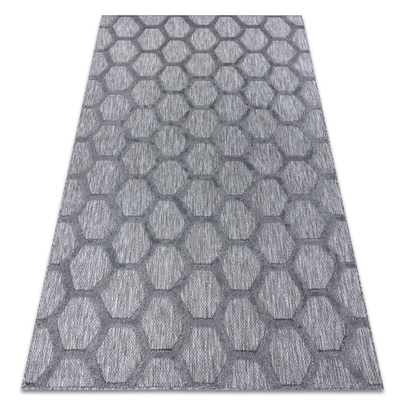 Walbourne Rectangle Geometric Area Rug, Grey/Brown/Blue, Rectangle 180 x 270cm
