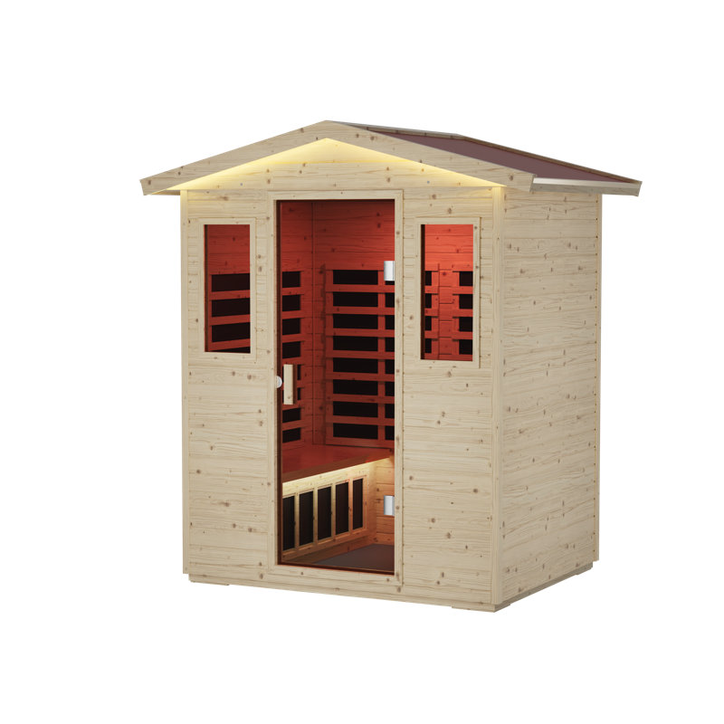 Sauna infrarouge lointain Fjora à 8 panneaux en épicéa de Norvège avec commande par application