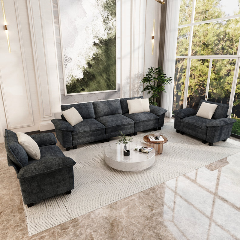 Ensemble de canapé modulaire rembourré 3 pièces, ensemble de canapé surdimensionné avec canapé et fauteuils