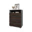 Commode 4 tiroirs en noyer teinté avec tablette ouverte