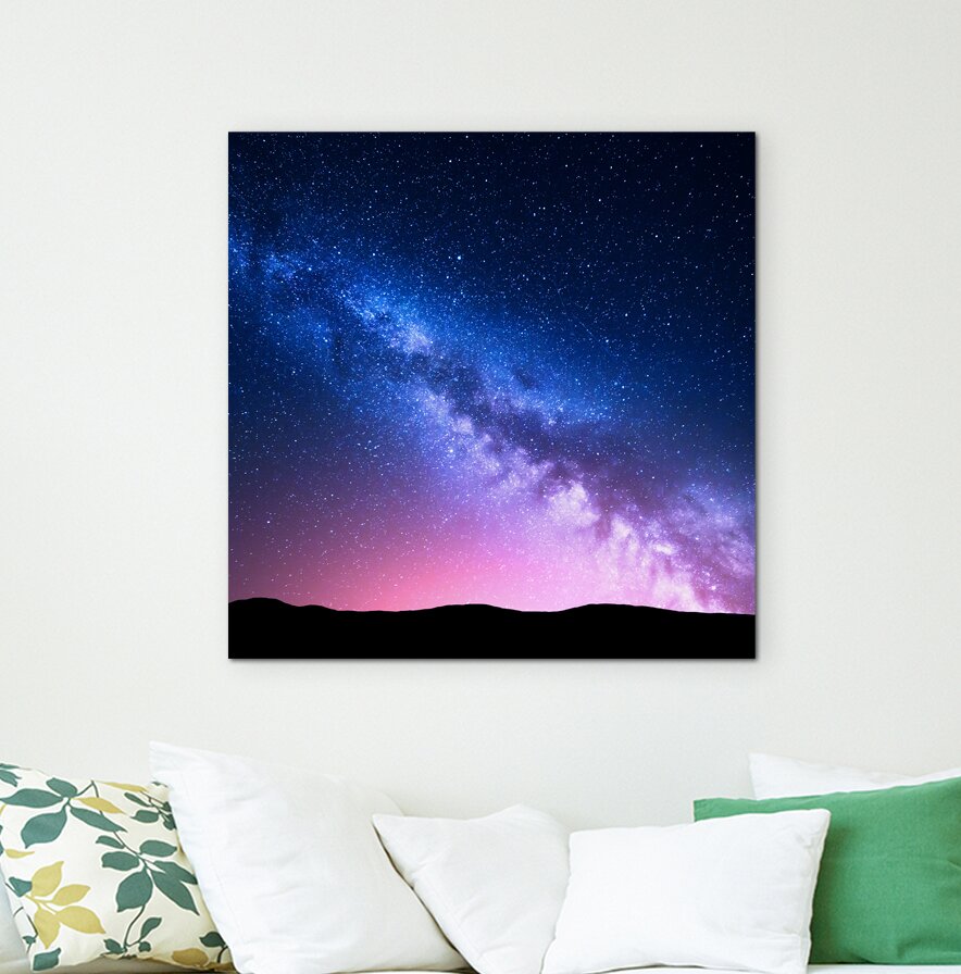 Gerahmtes Leinwandbild Milky Way in a Pink Starry Sky