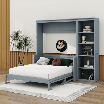 Lit escamotable avec bureau intégré et bibliothèque intégrée