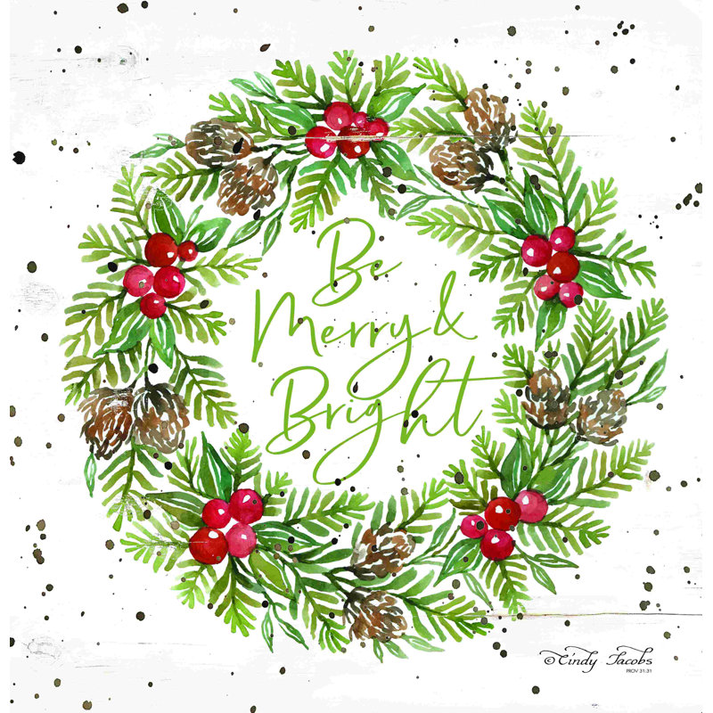 «Be Merry and Bright Wreath», impression, H 12 po x l 12 po, Non, Toile tendue