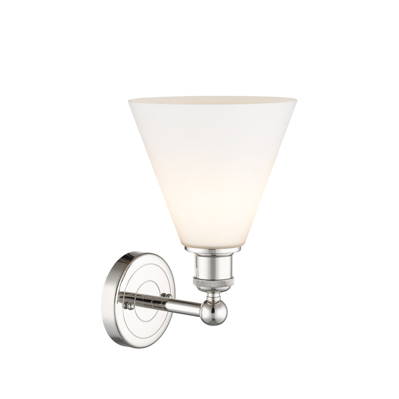 Applique à bras en acier Beva, Nickel poli, Blanc mat