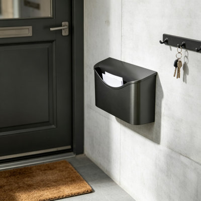 Modern Wall-Mount Mailbox With Hinged Lid - Stainless Steel Construction, Weather-Resistant Design For Enhanced Curb Appeal