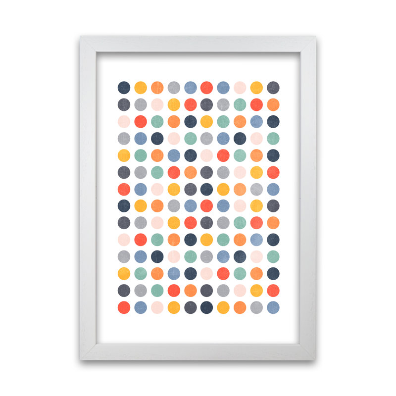 Scandinavian Dots Artwork Original - Print, White Frame, 42cm H x 30cm W x 3cm D
