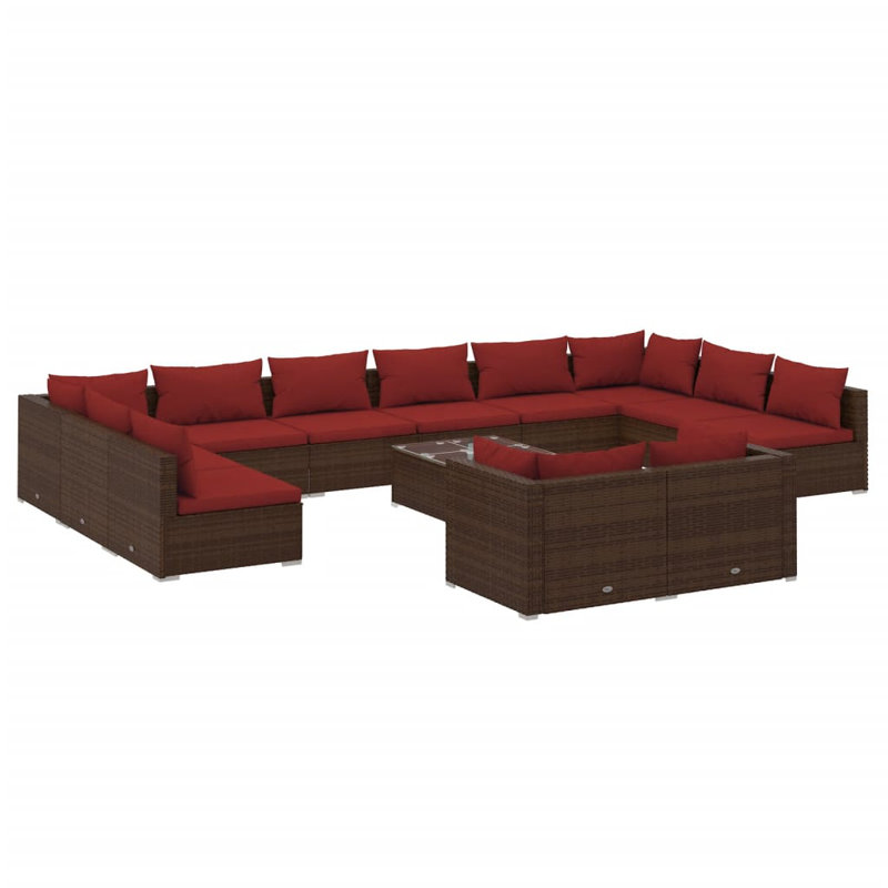 13 Piece Lounge Sofa Seating Group, Cinnamon red, Brown