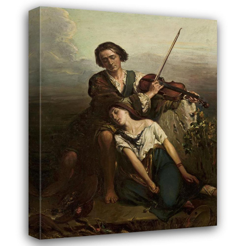 «Fiddler and a Gypsy Woman» par Louis Gallait - Art mural sur toile tendue avec châssis
