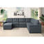 Canapé modulaire gris en tissu tissé 7 places avec repose-pieds Isla