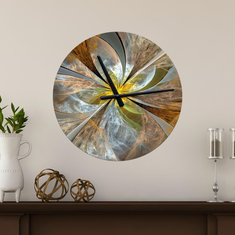 Horloge murale 15,75 po Treyson, Brun / gris / jaune