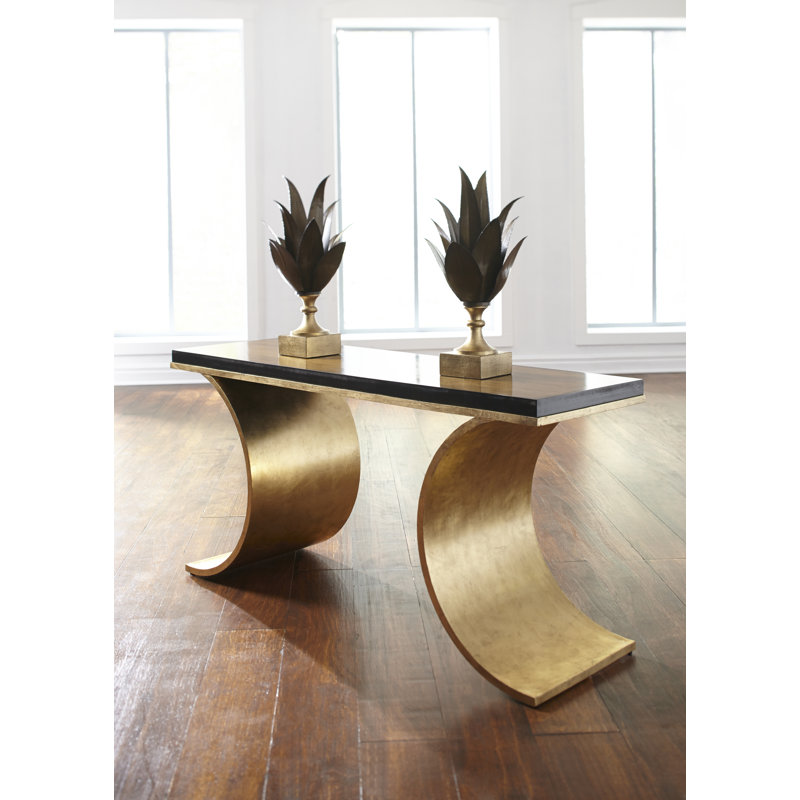 Thames 60'' Gold and Black Wood Console Table