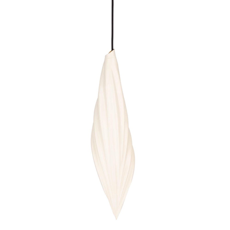 Xavier Clarisse Medium Embossed Leather Pendant Light, 24'' H x 7'' W x 7'' D, Bone