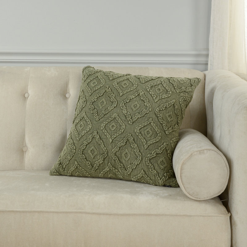 100% Cotton Throw Pillow, Polyester, Green