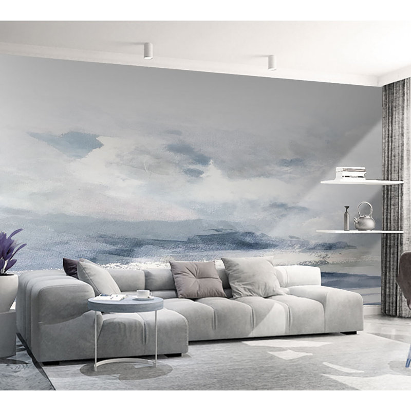 Abstract Cloud Watercolor Skyline Wallpaper, 172" W x 114" L