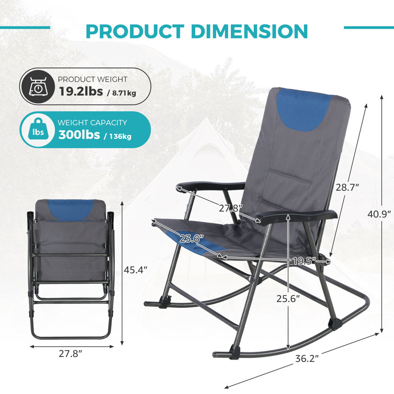 Chaise berçante pliante à haut dossier 1 pièce - gris foncé, Bleu