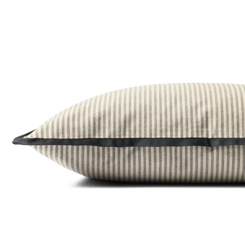 Jeremiah Brent x Loloi Sullivan Pillow Cover, Natural / Black, Rectangular 21"H x 13"W