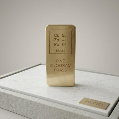 ALFIQ Solid Brass Bullion Bar Ingot, 1 kg Fully Cast Metal Collectible Display Piece