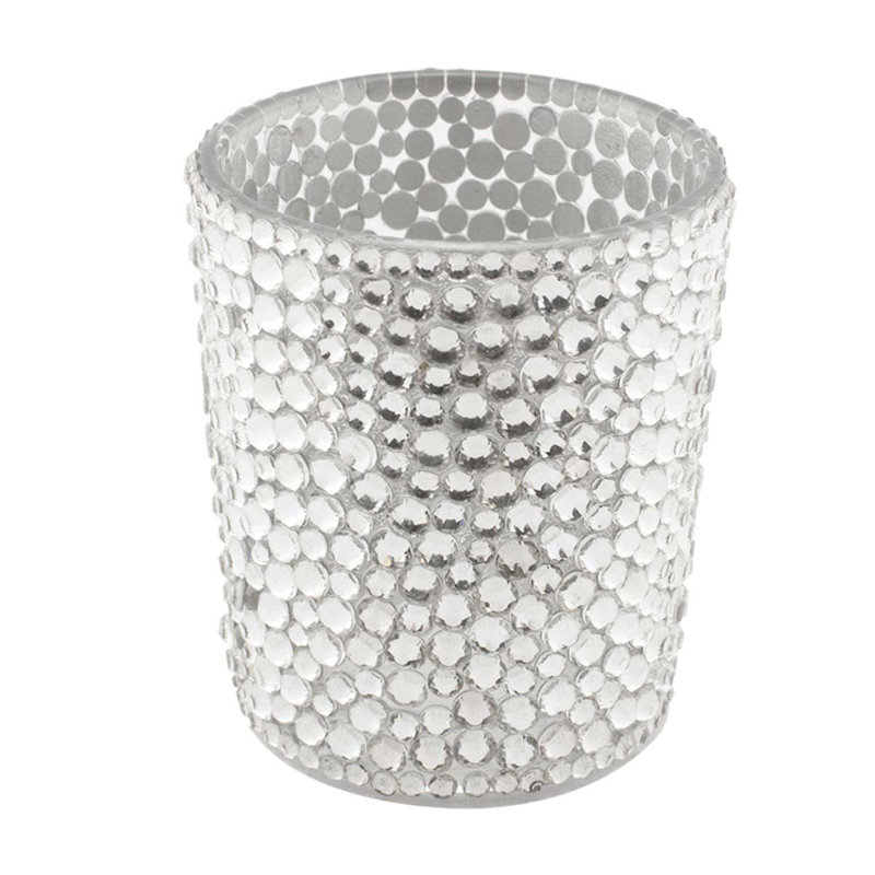 Sparkling Rhinestone Glass Votive Holder, 2.25"