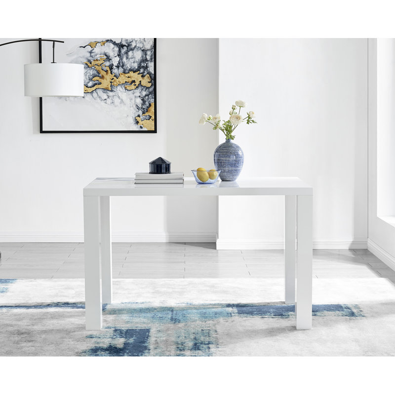Scottsmoor High Gloss Rectangular Dining Table, White, H75 x L120 x W70cm
