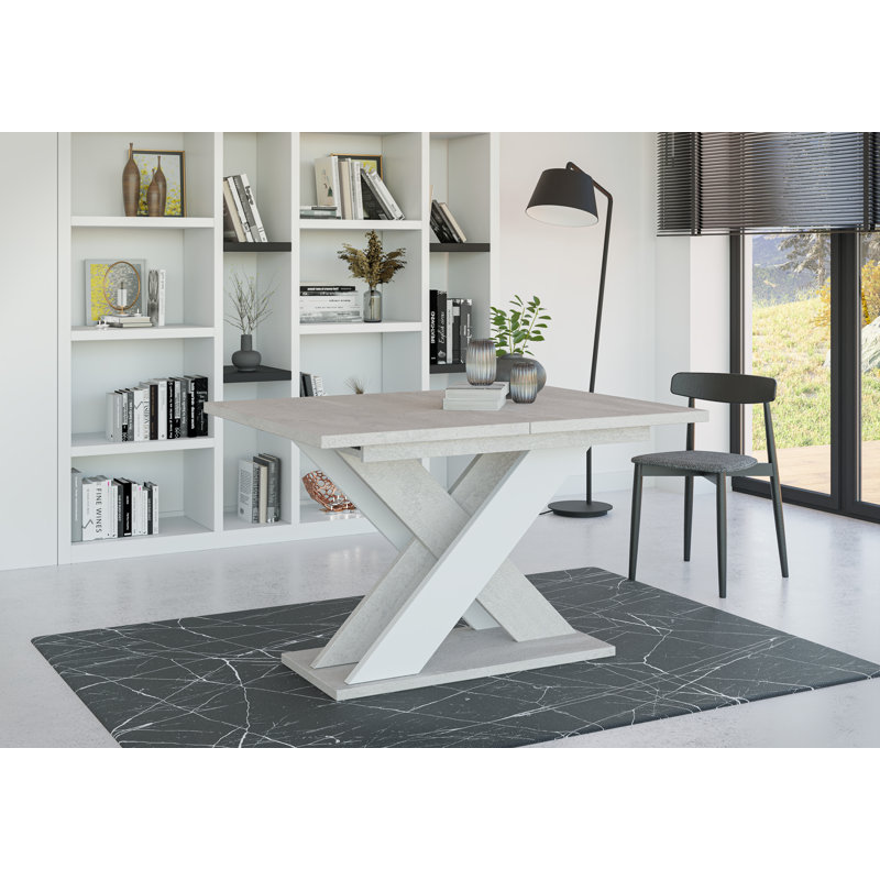 Extendable Dining Table Alysan, Light Grey/White