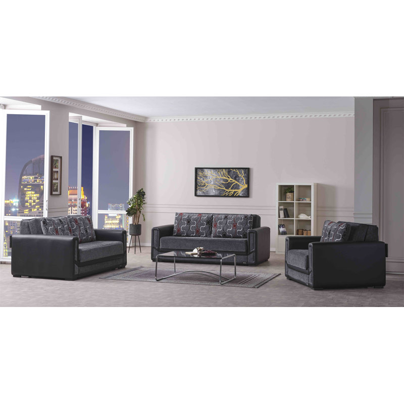 Causeuse convertible avec rangement Primenest Plusecraftmax Collection, Noir/gris