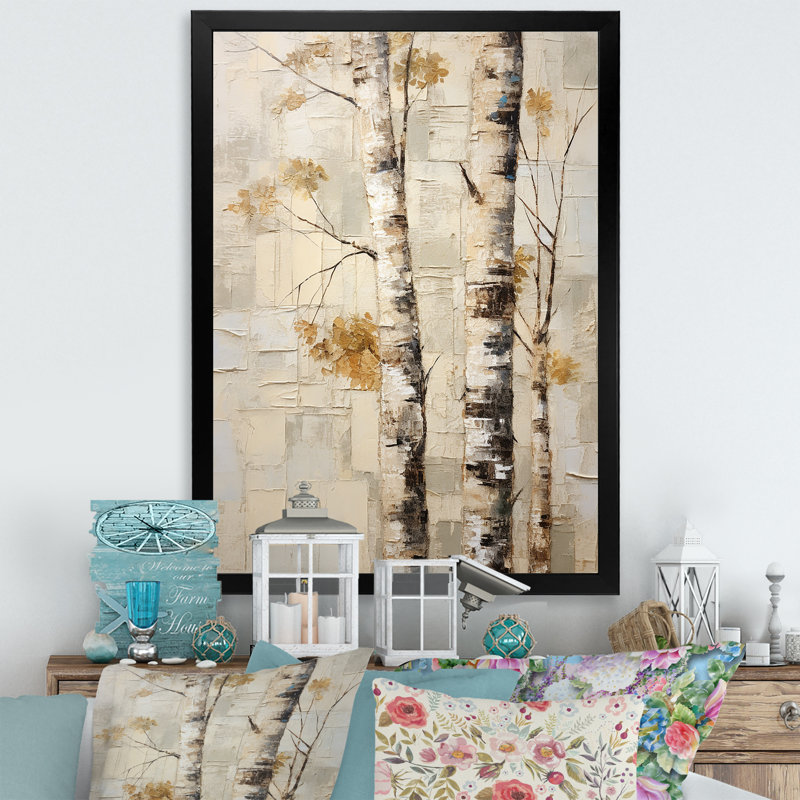 Arbre de minimalisme bouleau IV sur toile, H 20 po x l 12 po x P 1 po, Cadre photo noir simple