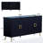 Navy Blue 4 Door Wooden Cabinet Sideboard Buffet Server With Adjustable Shelves For Living Room, Entryway, Hallway, Office, Kitchen And Dining Place Modern In Matte