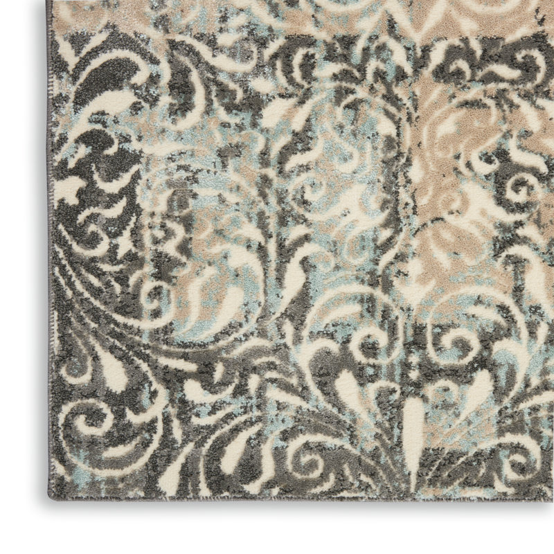 Springmont Polyester Gray/Charcoal Area Rug, Rectangle 4" x 6"