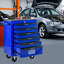 Chariot de rangement pour outils à 6 tiroirs, unité de roulement en métal avec roues, noir et bleu, verrouillage par clé, capacité de chargement de 15 kg - chariot multifonctionnel pour atelier de réparation, poignée à tirer, verrouillable