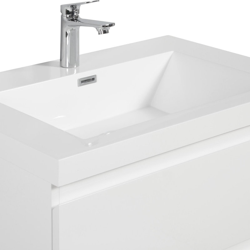 Meuble-lavabo mural moderne pour salle de bain, Blanc