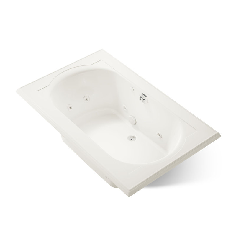 Memoirs 66" x 42" Drop in Whirlpool Acrylic Bathtub with Heater Included, Biscuit