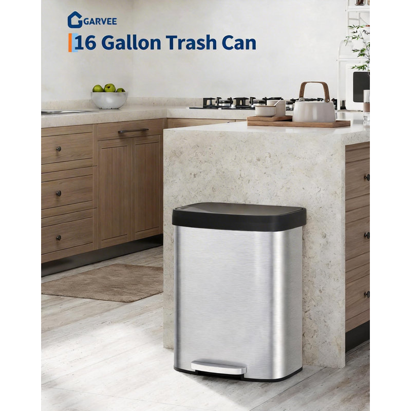 Stainless Steel Tilt Out Trash Can, Silver