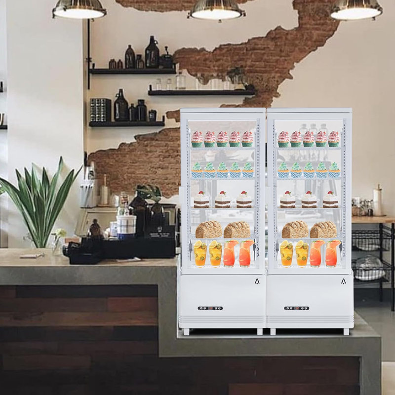 3.5 Cu. ft./98L Commercial Display Refrigerator, 4 Tier White Countertop Pastry Display Case, Refrigerated Display Case with LED Lighting Air-Cooling, Frost-Free for Cafes Cakes, Stores and Baked