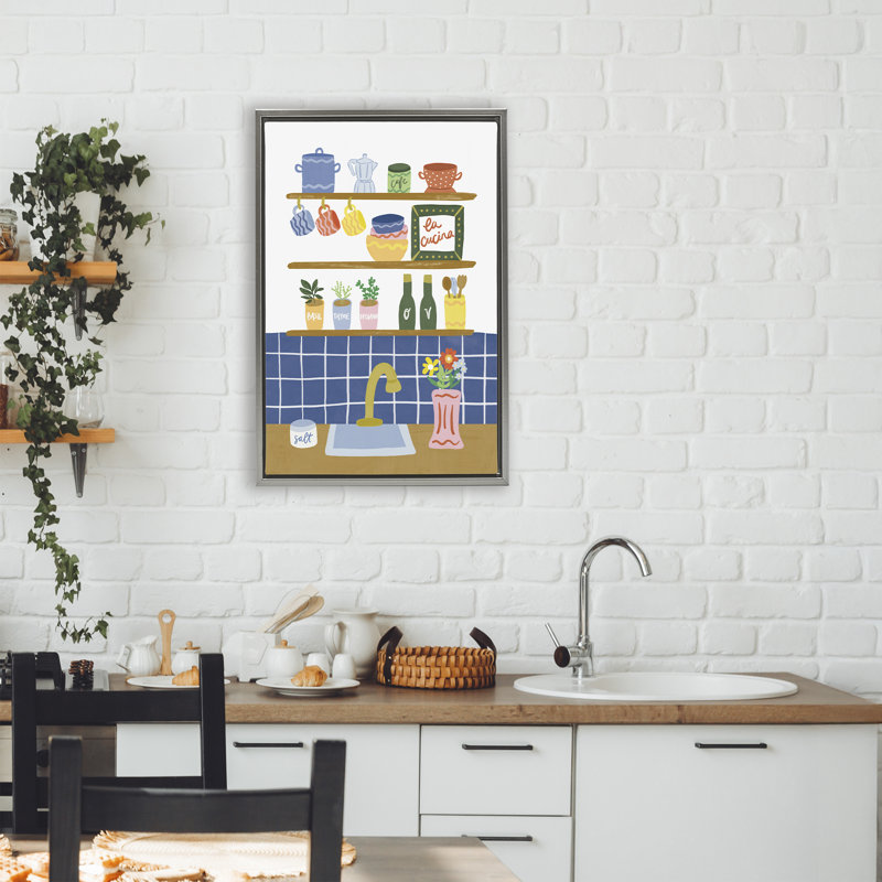 Cadre flottant à épices Italian Kitchen par Amanda Houston, H 25 po x l 17 po, Cadre flottant gris lustré