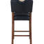 Tabouret à hauteur de comptoir en similicuir bleu minuit avec poignée en métal doré, structure en bois au fini noyer, coussin à ressorts sinueux confortable et à quatre côtés, 38,5 po au total pour le plancher, 21 po de largeur