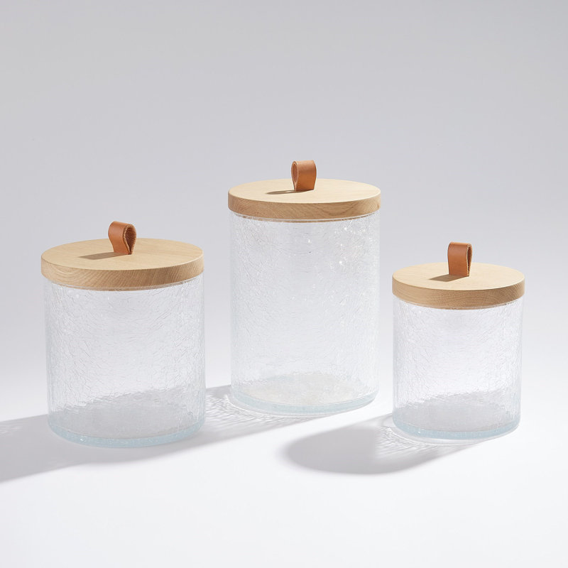 Crackle Glass Canister w/Lid, 89.6 oz