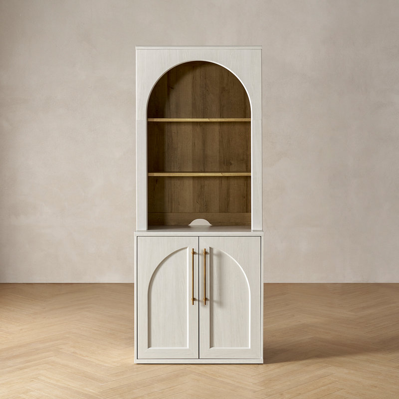 Mercer41 Grabill Arched Storage Cabinet With Hutch, White