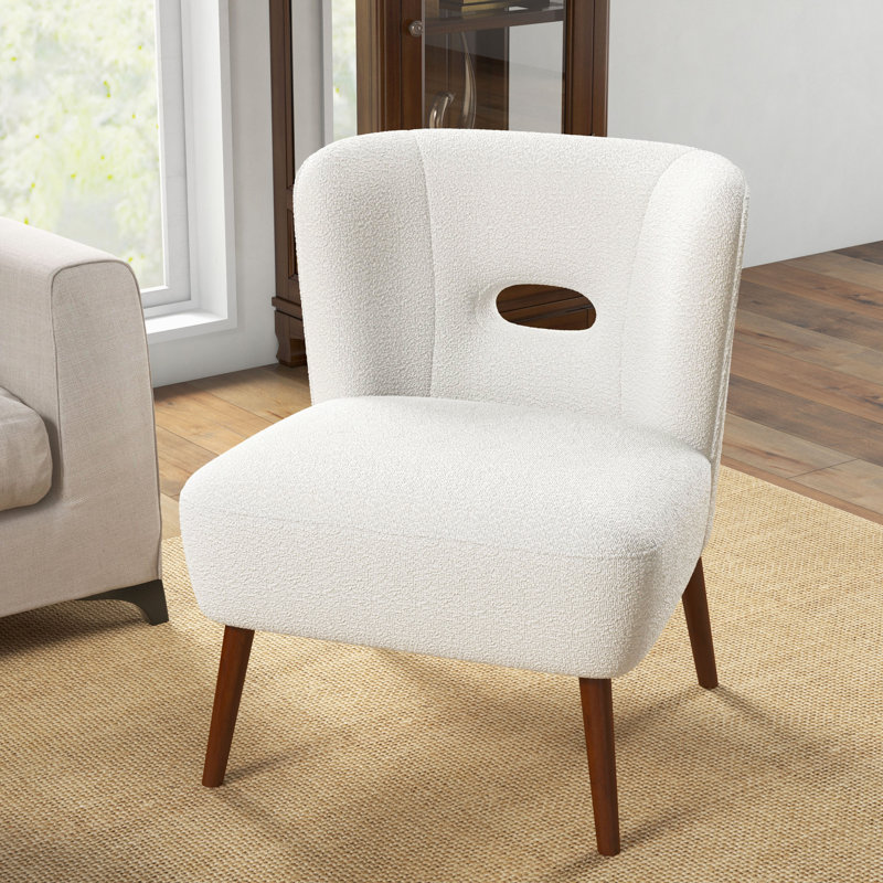 Chaise d'appoint rembourrée avec dossier découpé Crispino, Chenille beige