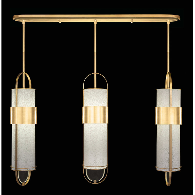 Luminaire suspendu cylindrique à DEL pour îlot de cuisine 6 lumières Bond, Or, Blanc