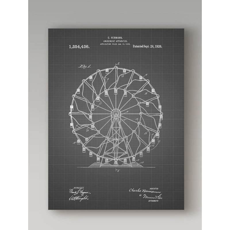 «Ferris Wheel» de Manilo, reproduction d'art sur toile tendue, H 19 po x l 14 po