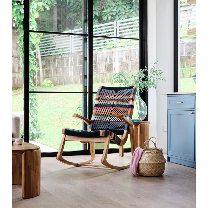 Amador Rocking Chair In San Geronimo Pattern, Oak, San Geronimo Pattern