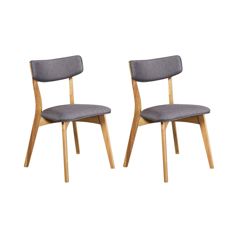 Chaise de salle à manger rembourrée Hoopes, Chêne naturel, Gris foncé