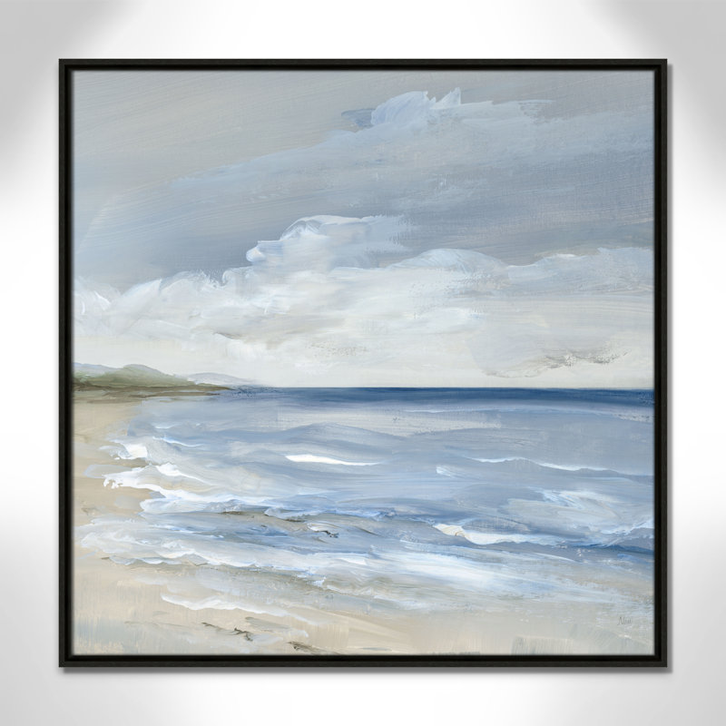 «Whispering Waves Print» par Nan, H 31,5 po x l 31,5 po, Flottant espresso