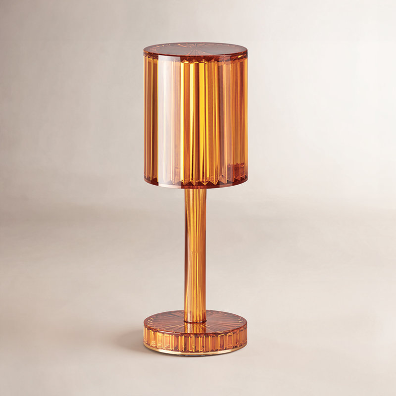 Lampe de table cylindrique en résine Gatsby, Ambre