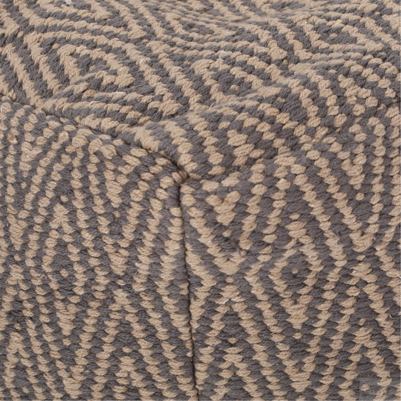 Amuleto Hand - Loomed Cotton Pouf, Dark Grey And Brown