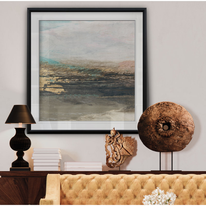 « vista lake », peinture, H 28 po x l 28 po x P 1,5 po, Cadre noir