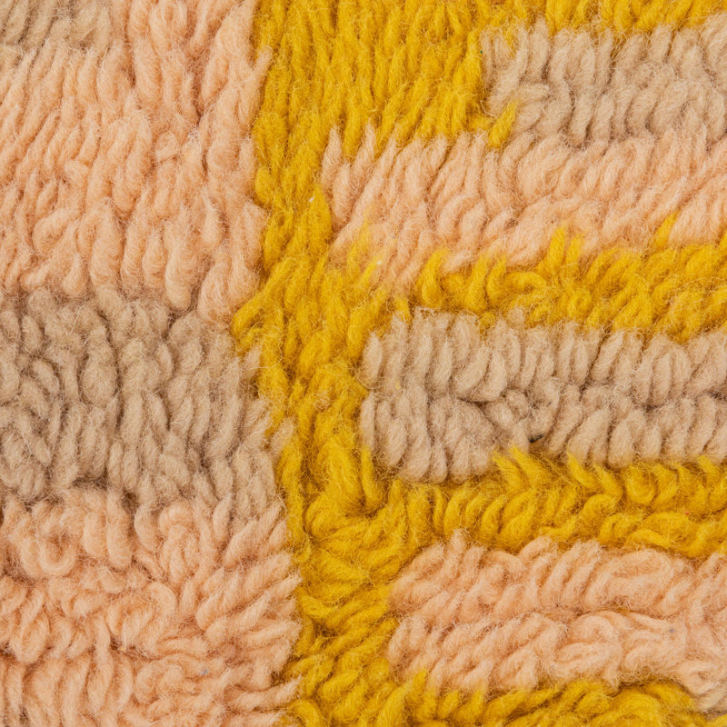 Pink and Yellow New Zealand Wool Shag Lumbar Pillow