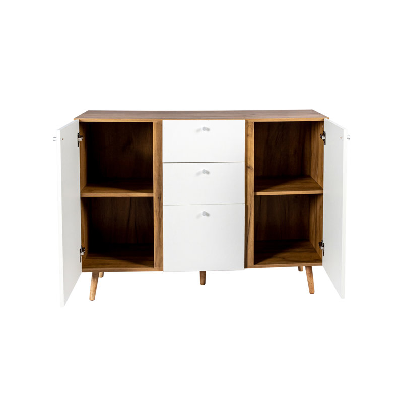 Buffet avec 3 tiroirs et 2 portes, buffet 47,24 "avec tablettes réglables pour le salon, la salle à manger, le couloir, la cuisine et le buffet