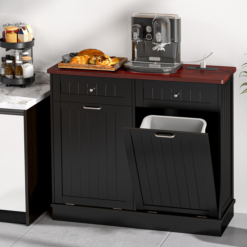 Armoire poubelle double inclinable 10 gallons avec prise de courant Havant, Noir