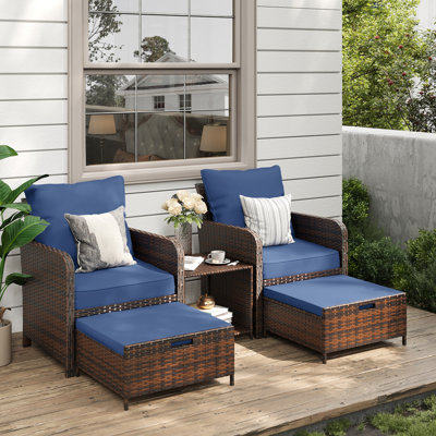 Idamarie Wicker Conversation Set with Ottoman 
